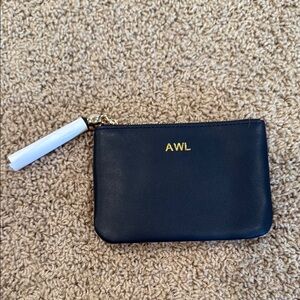 MARK & GRAHAM Navy Blue Soft LEATHER TASSEL ZIPPER POUCH